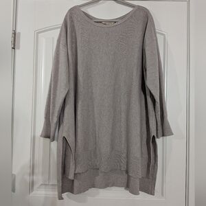 Soft Surroundings Long Knit Wool Cashmere Blend Sweater Tunic in Heather Gray